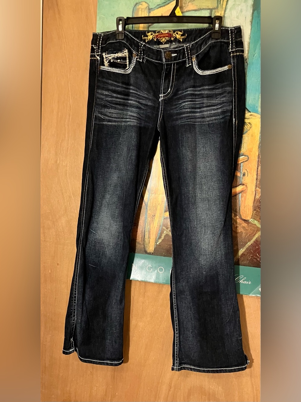 Maurices Dark Blue Jeans with White Contrast Stitching